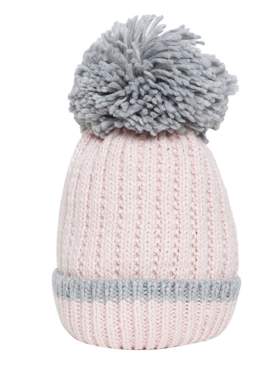 Baby Knitted Cap with Faux Fur - Pink - WNCP-FURPK-6-3Y