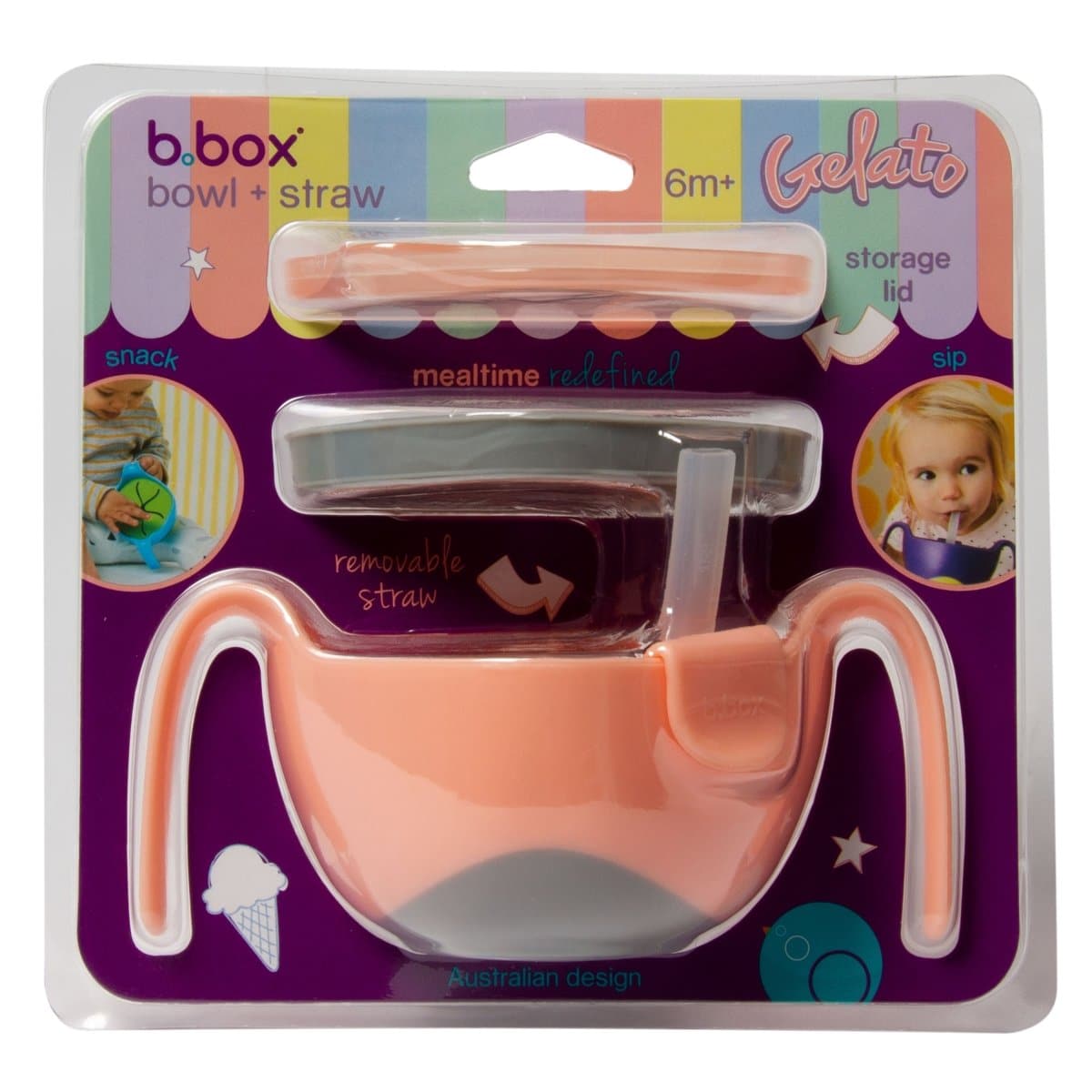 B.Box Bowl + Straw Set Tutti Fruiti Light Pink - 407
