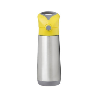 b.box Insulated Straw Sipper Drink Water Bottle 500ml Lemon Sherbet Yellow Grey - 500136