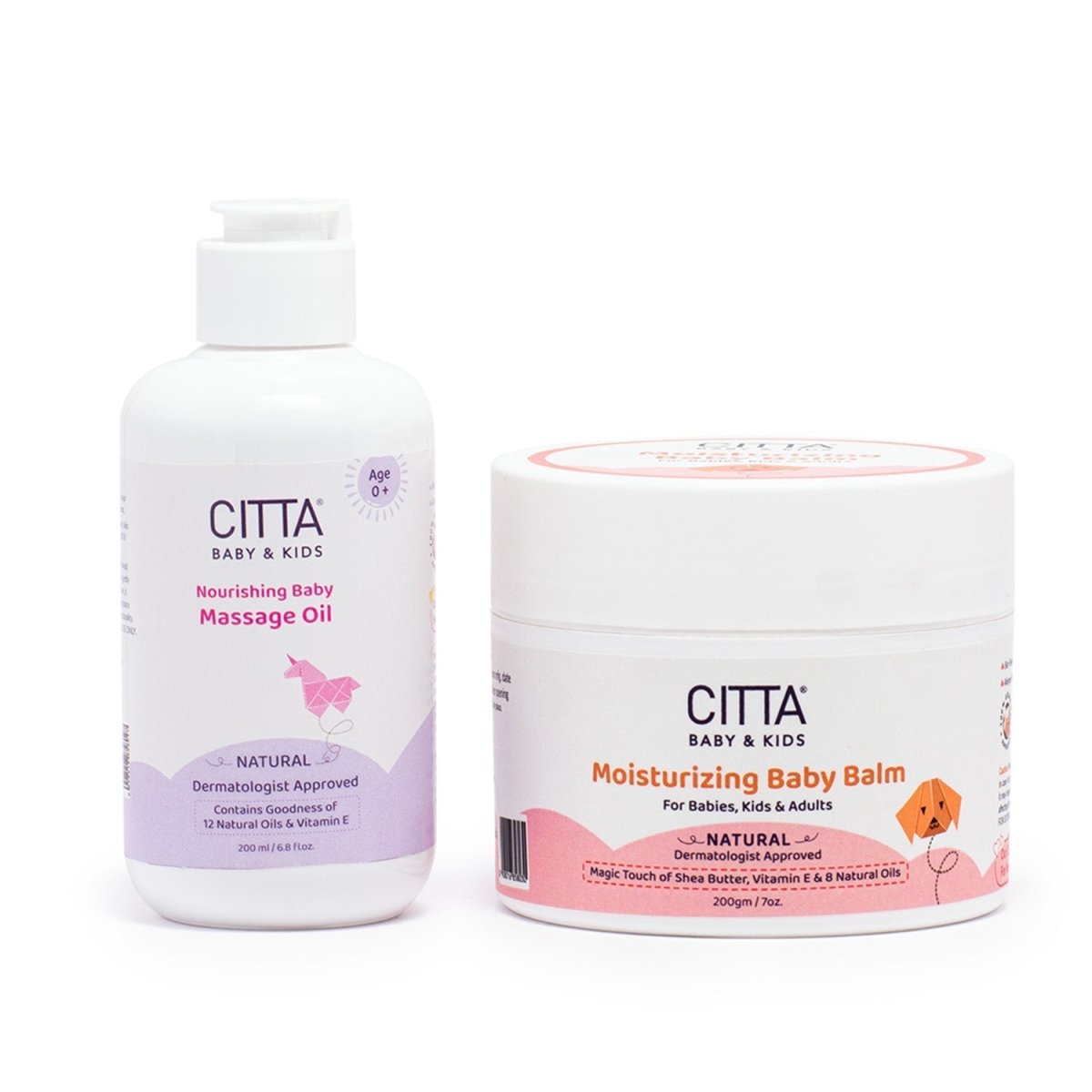 Citta Baby Massage oil and Baby Balm I Pack of 2 - B-OilandBalm