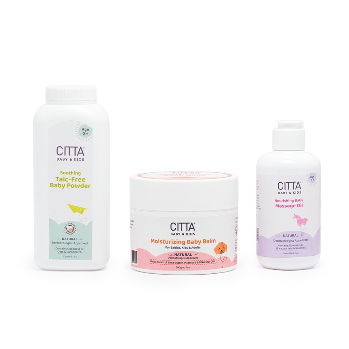 Citta Baby Massage oil, Baby Powder and Baby Balm I Pack of 3 - B-OPBCombo