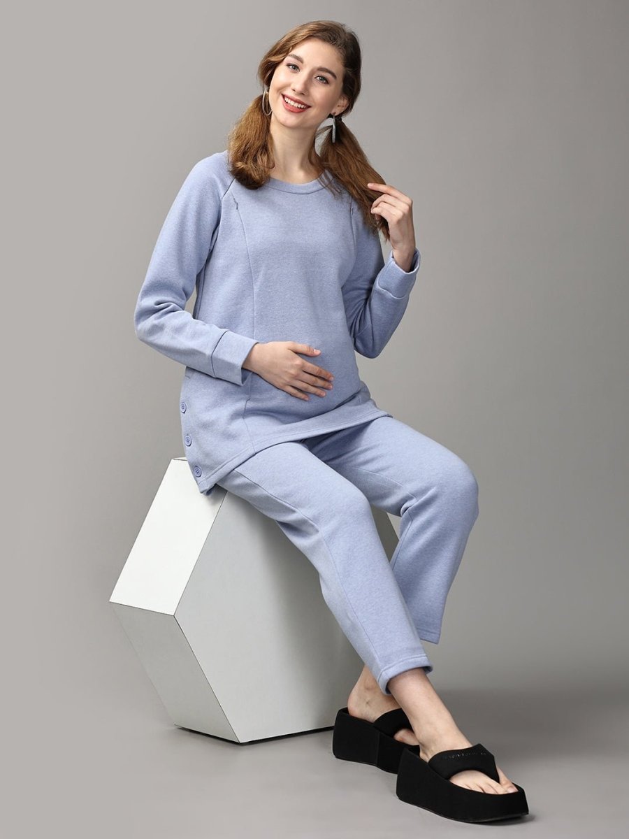 Cloud Castle Maternity and Nursing Sweatshirt Co- Ord Set - MWW-SD-PWBCO-S