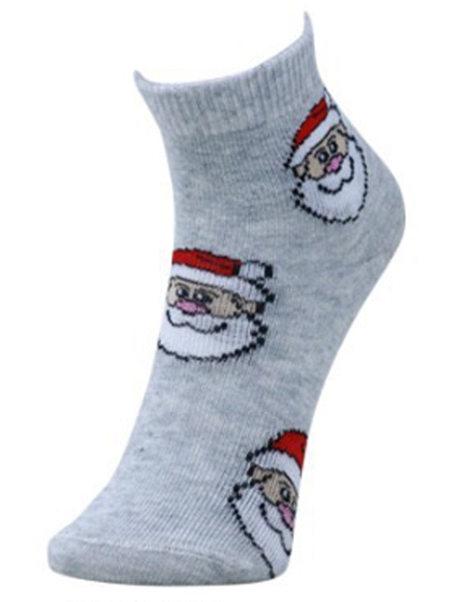 Combo Of 3 Kids Ankle Length Socks:Dear Santa: Grey,Red, Ecru - SOC3-AF-DGRE-6-12
