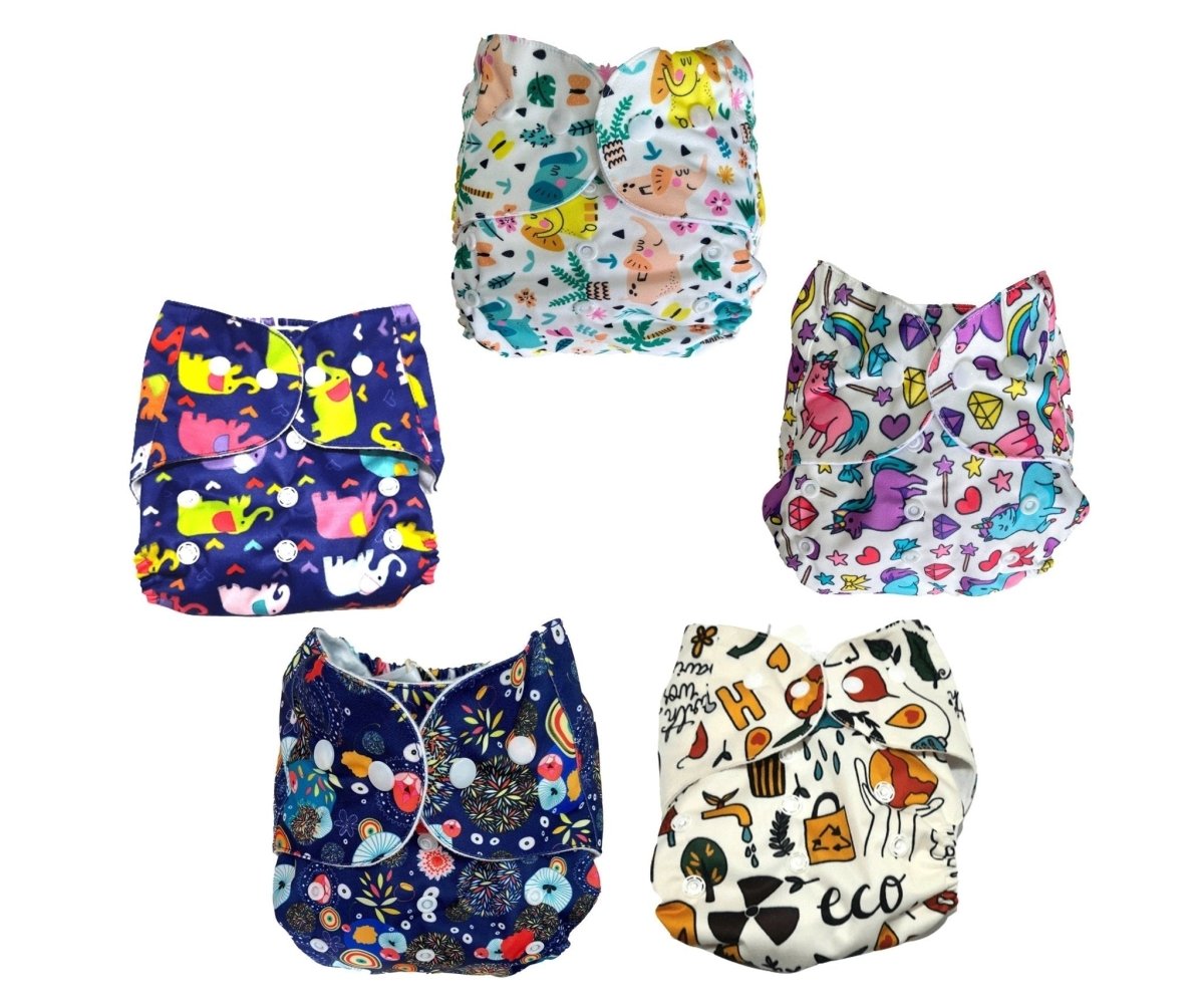 Combo of 5 Reusable Diapers - Option A - DPR-5-EHJRM-3-3