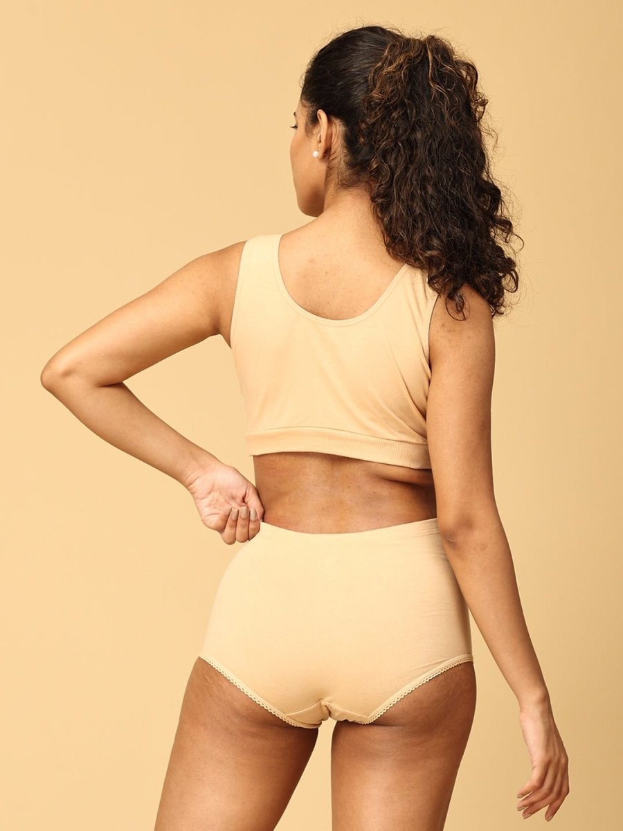 Combo Of Maternity Nursing Sleep Bra and Overbelly Support Panties -Beige - LNGR2-AN-BGE-S