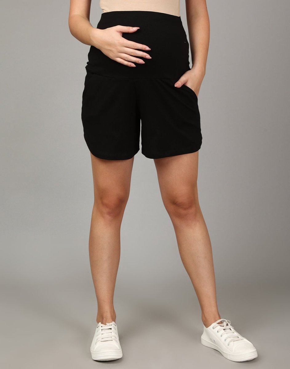 Comfy Maternity Shorts- Black - MBS-AN-BLSH-S