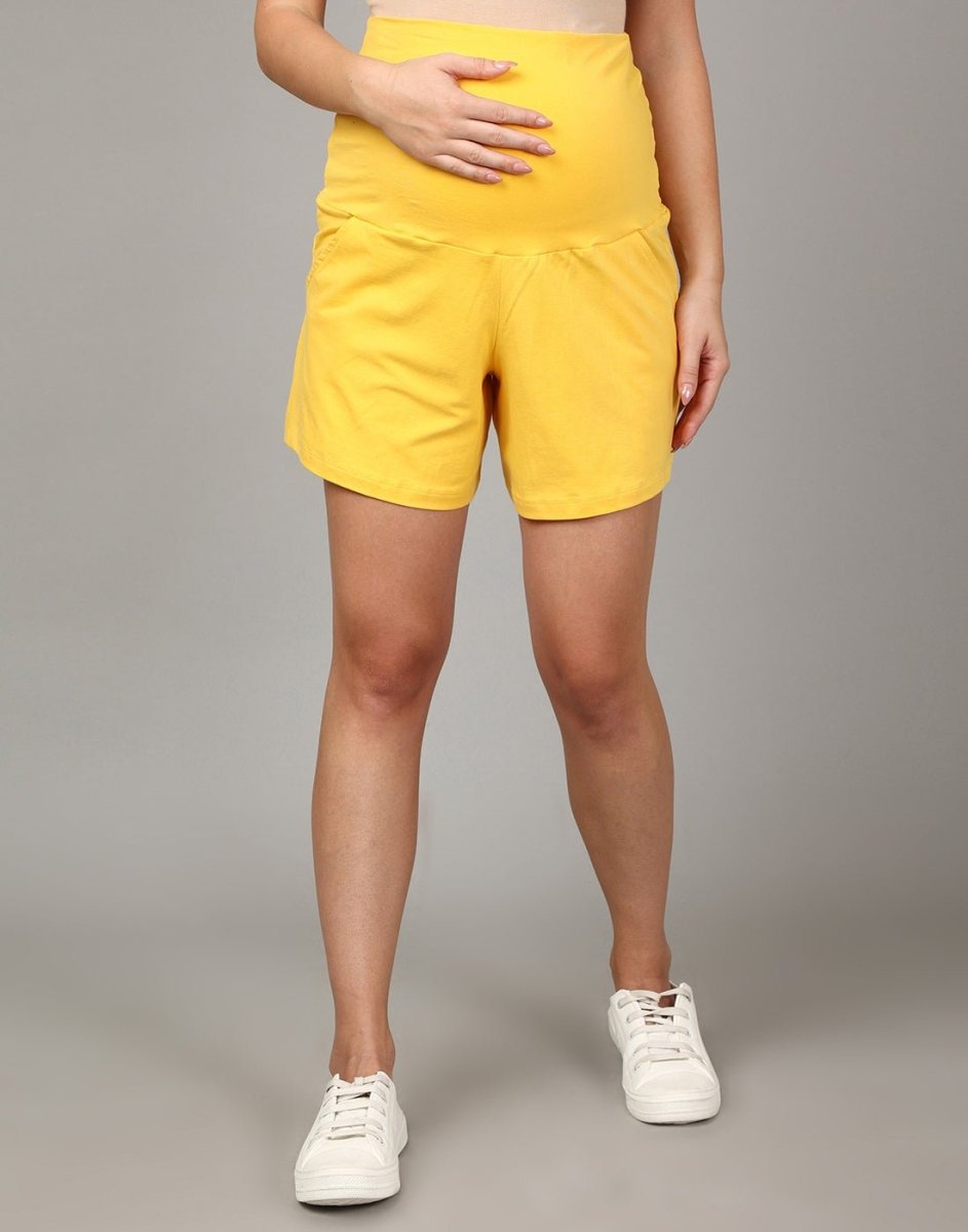 Comfy Maternity Shorts- Yellow - MBS-AN-YLSH-S