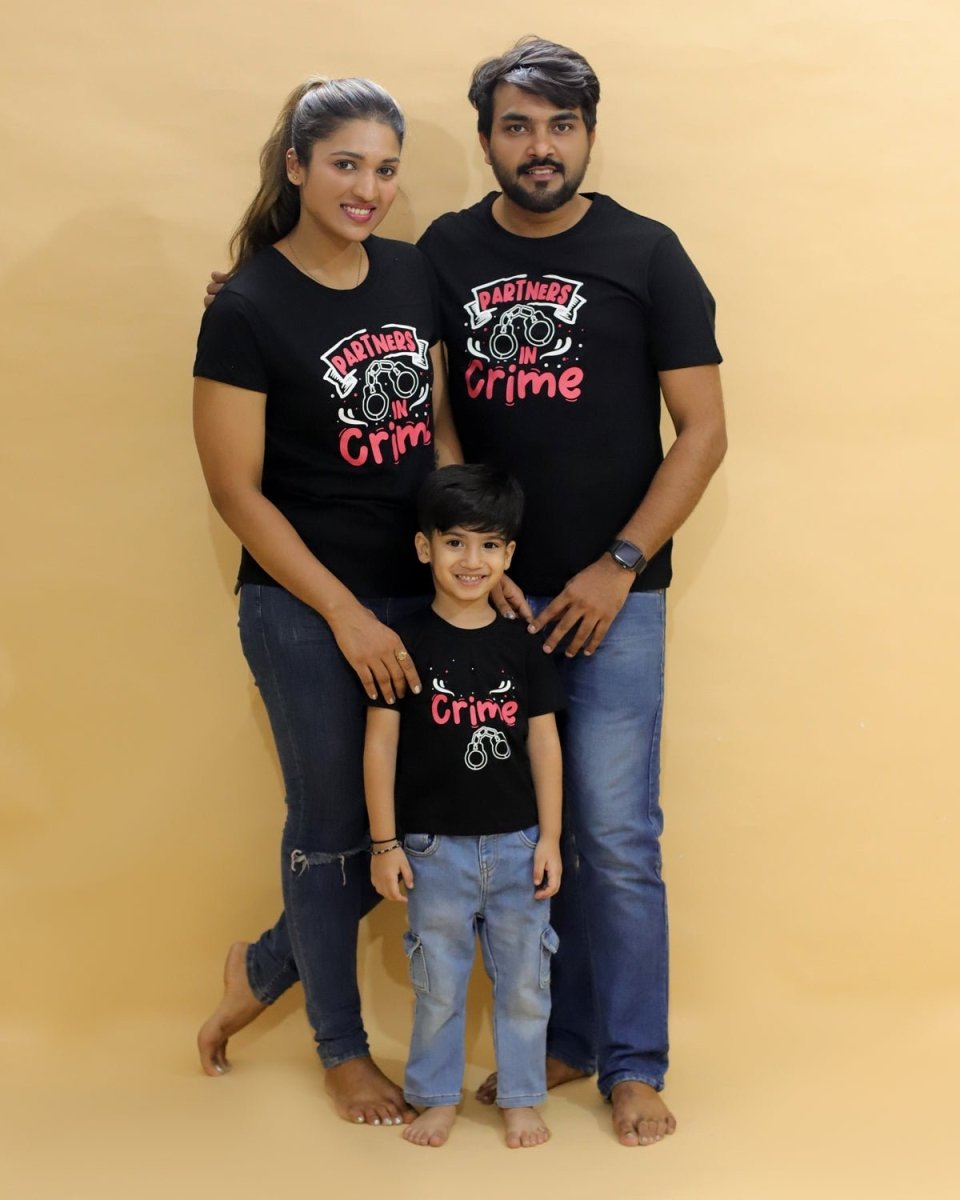 Crime Partners Family Matching Family T-shirt - Combo of 3 - TWN3-SS-CRMP