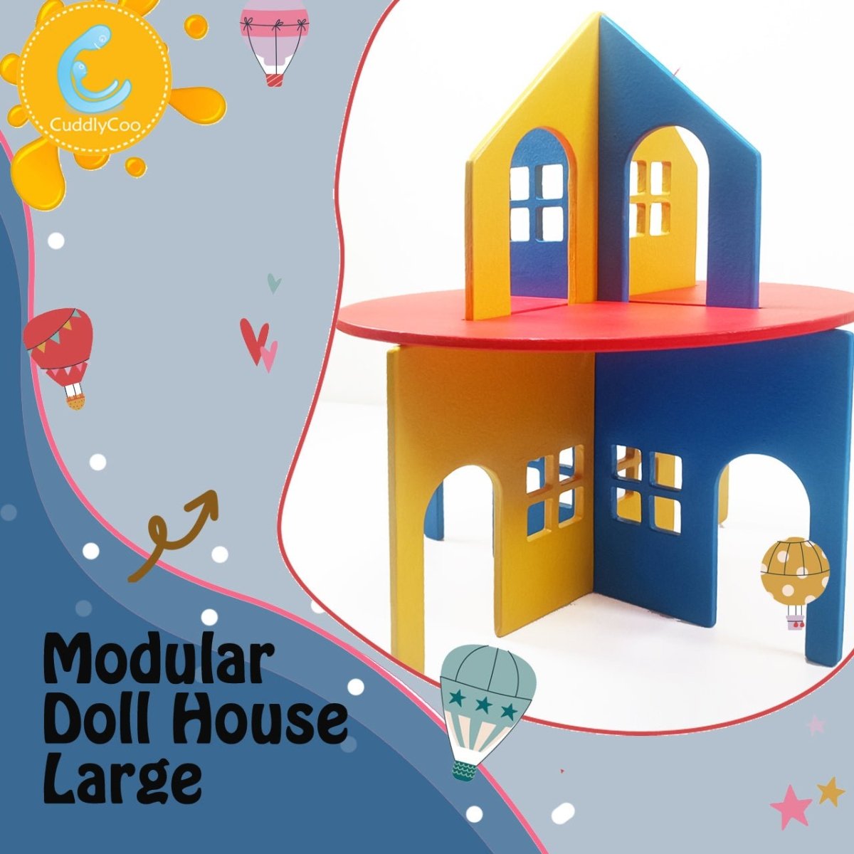 CuddlyCoo Modular Wooden Doll House- Large - CCMODULARLAR