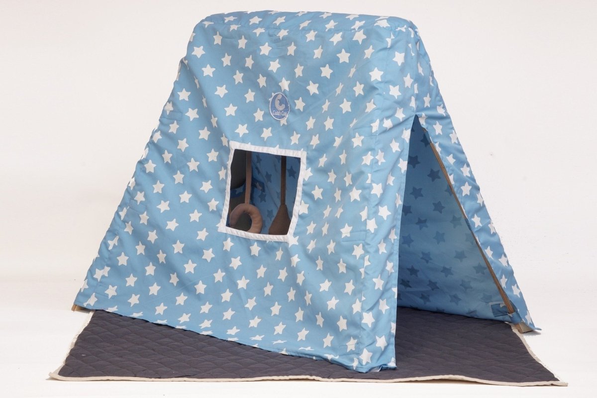 CuddlyCoo Wooden PlayGym with Mini Tent - Baby Blue - CCPGBB