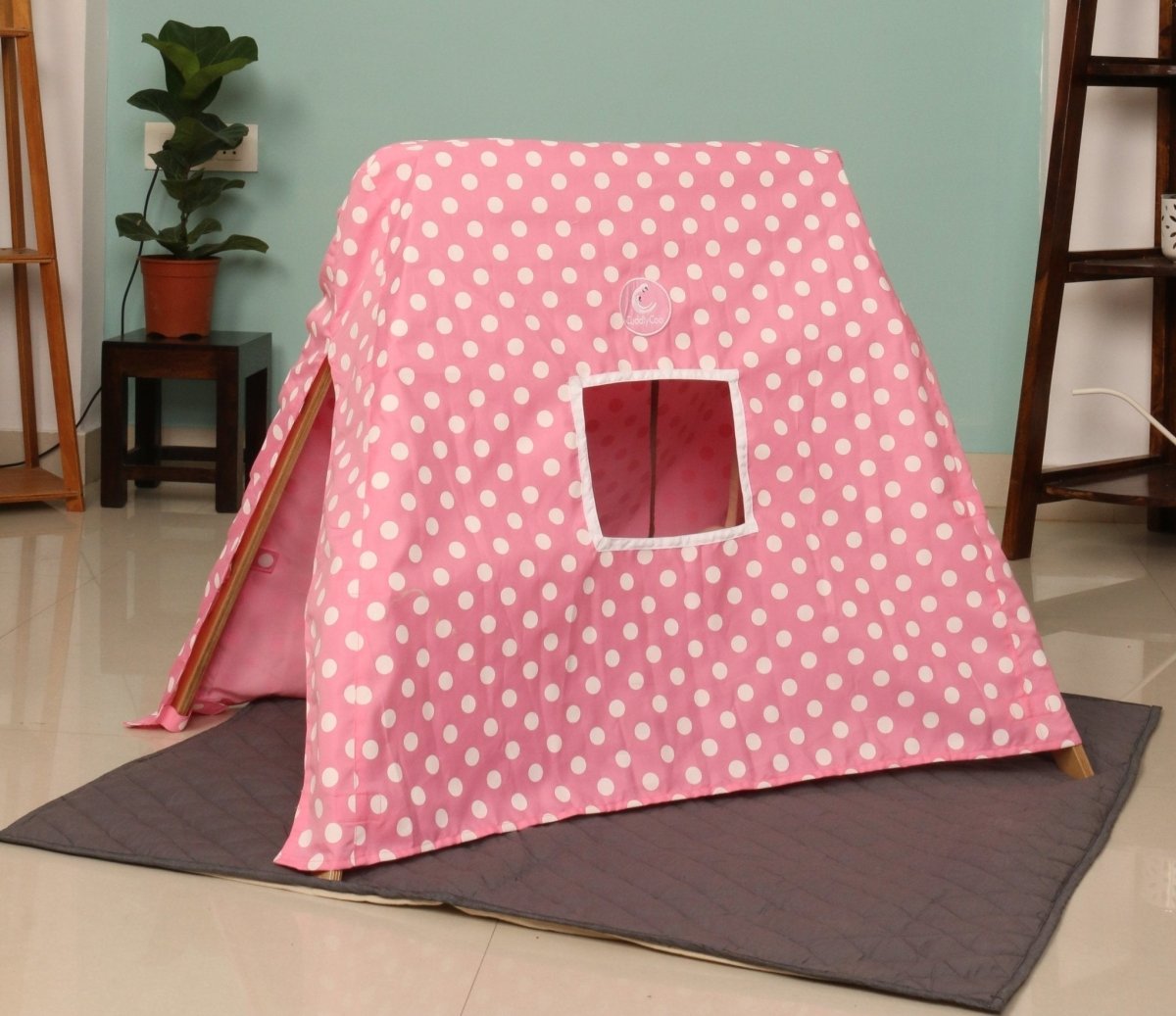 CuddlyCoo Wooden PlayGym with Mini Tent - Baby Pink - CCPGBP