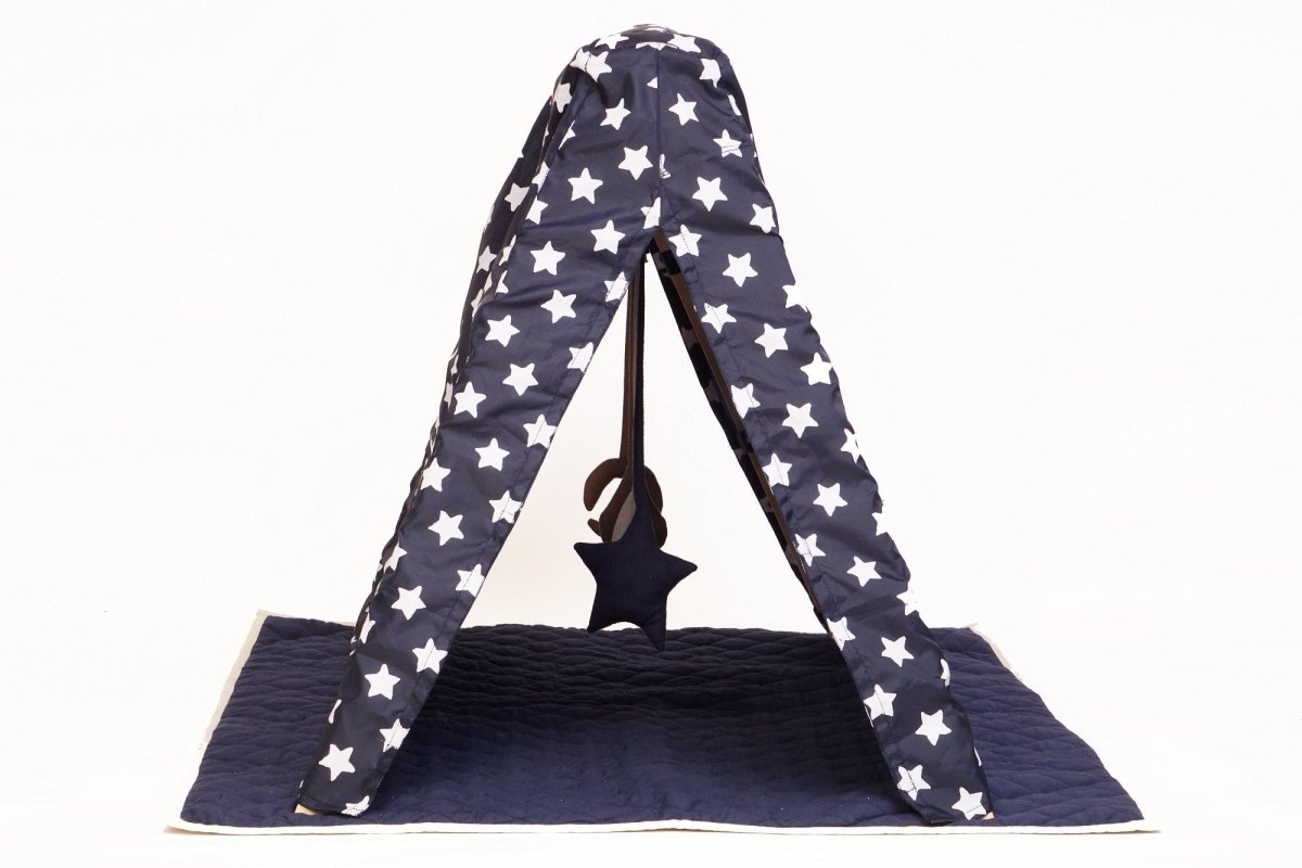 CuddlyCoo Wooden PlayGym with Mini Tent - Blue Star - CCPGBS