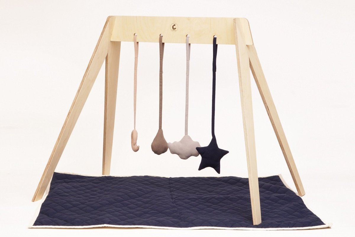 CuddlyCoo Wooden PlayGym with Mini Tent - Blue Star - CCPGBS