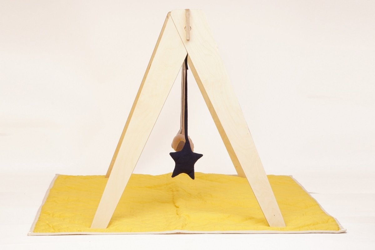 CuddlyCoo Wooden PlayGym with Mini Tent - Mustard Sun - CCPGMS