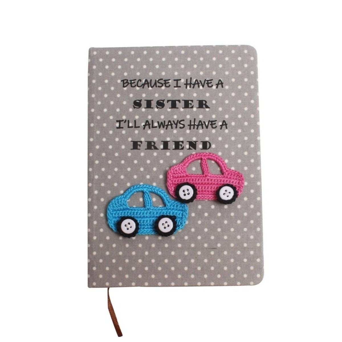 Cute Diary with Crochet Embellished Cars Motifs - CRMD0869