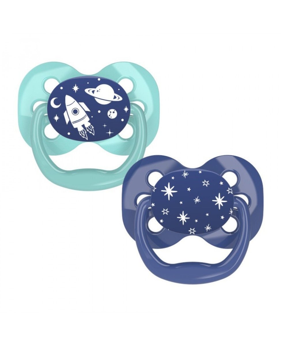 Dr. Browns Advantage Pacifiers, Stage 1, Pack of 2 - Blue Space - DBPA12002-INTLX