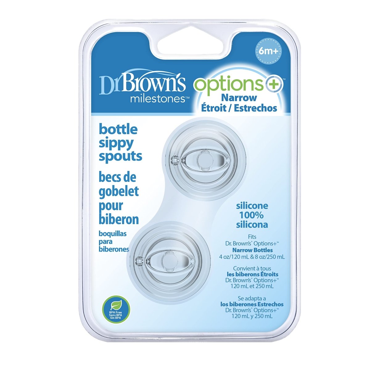 Dr. Browns Narrow Anti-Colic Baby Bottle Sippy Spout, 2-Pack - Transparent - DBSR210-P4