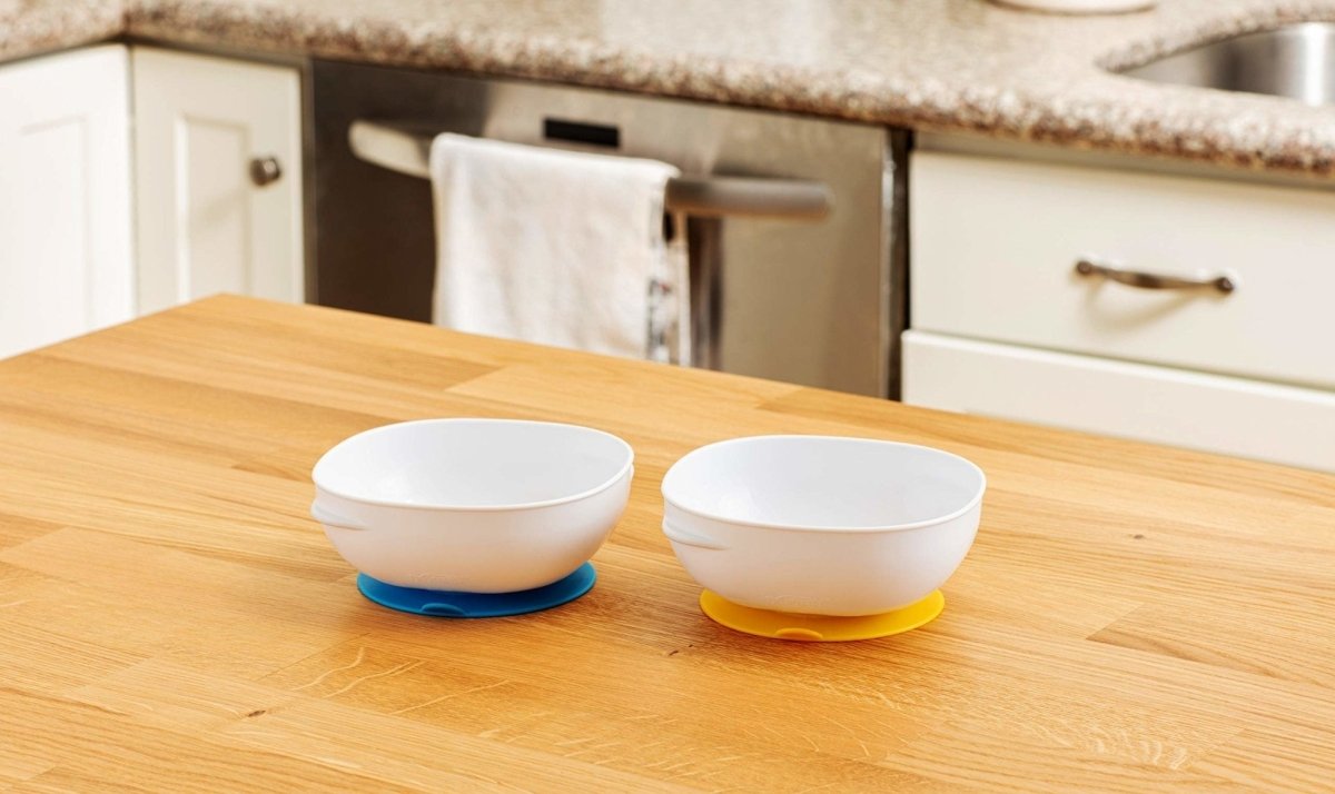 Dr. Browns No-Slip Suction Bowls 2-Pack- Blue & Yellow - DBTF019