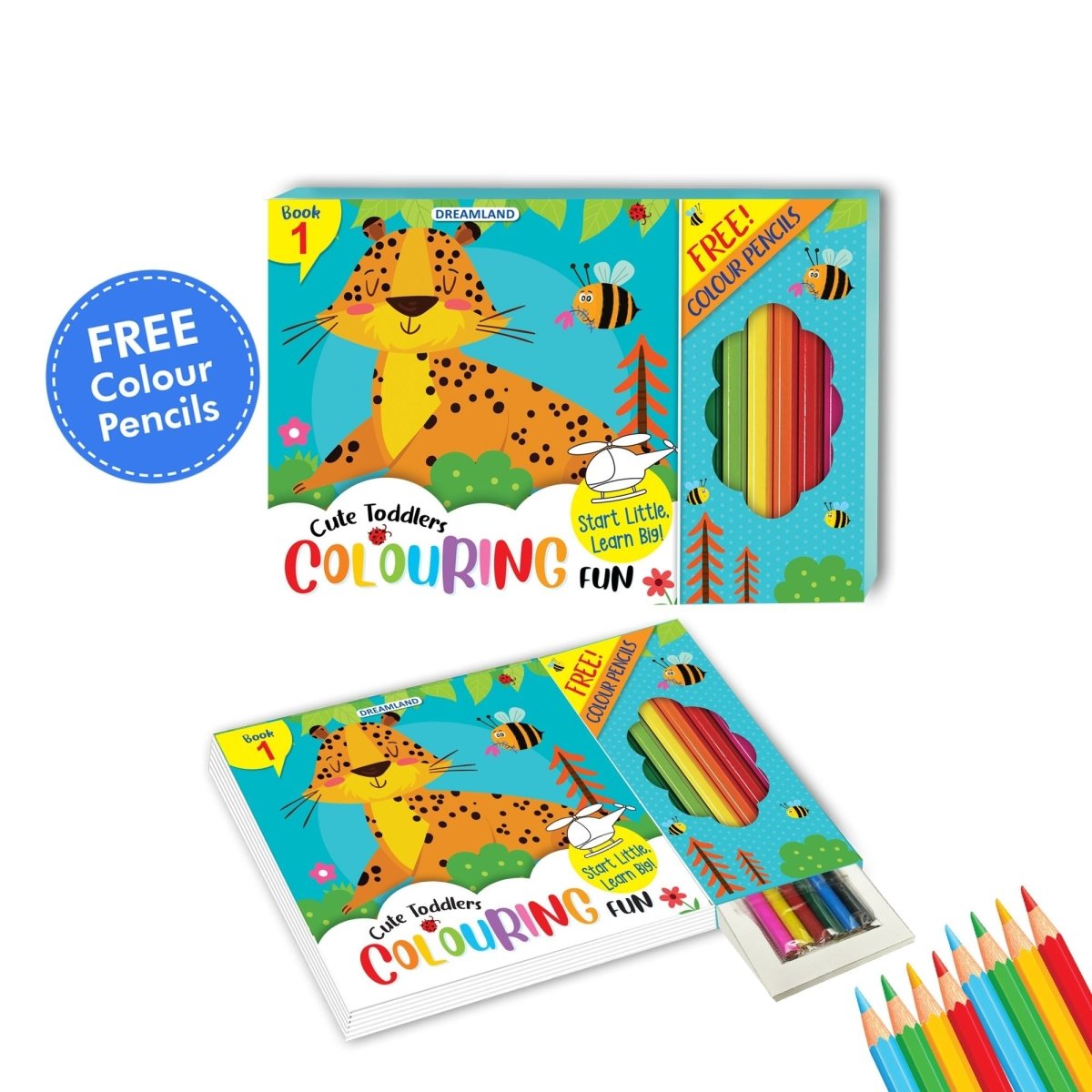 Dreamland Publications Cute Toddlers Fun Colouring Book with 6 Colour Pencils- Book 1 - 9789395406765