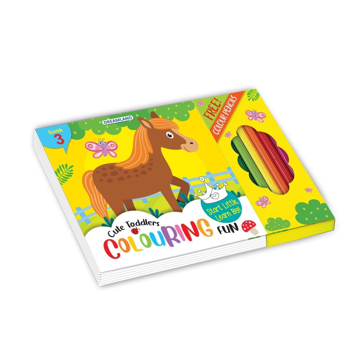 Dreamland Publications Cute Toddlers Fun Colouring Book With 6 Colour Pencils - Book 3 - 9789395406741