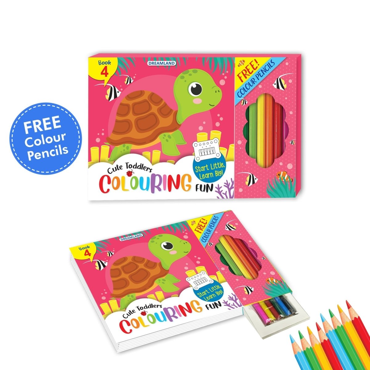 Dreamland Publications Cute Toddlers Fun Colouring Book With 6 Colour Pencils- Book 4 - 9789395406758