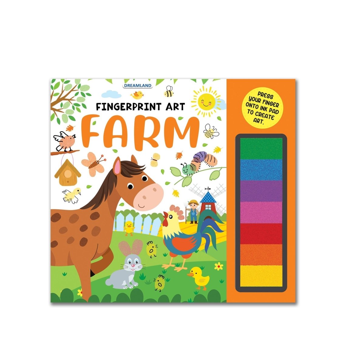 Dreamland Publications Fingerprint Art Activity Book For Children- Farm With Thumbprint Gadget - 9789395588201
