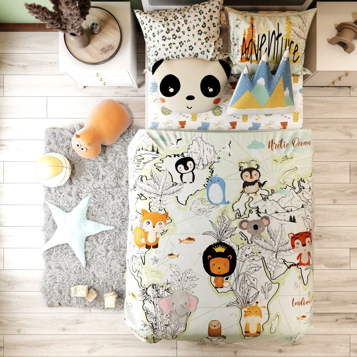 Fancy Fluff Kids Single Bedsheet Set- Animal Planet - FF-AP-SBD-02