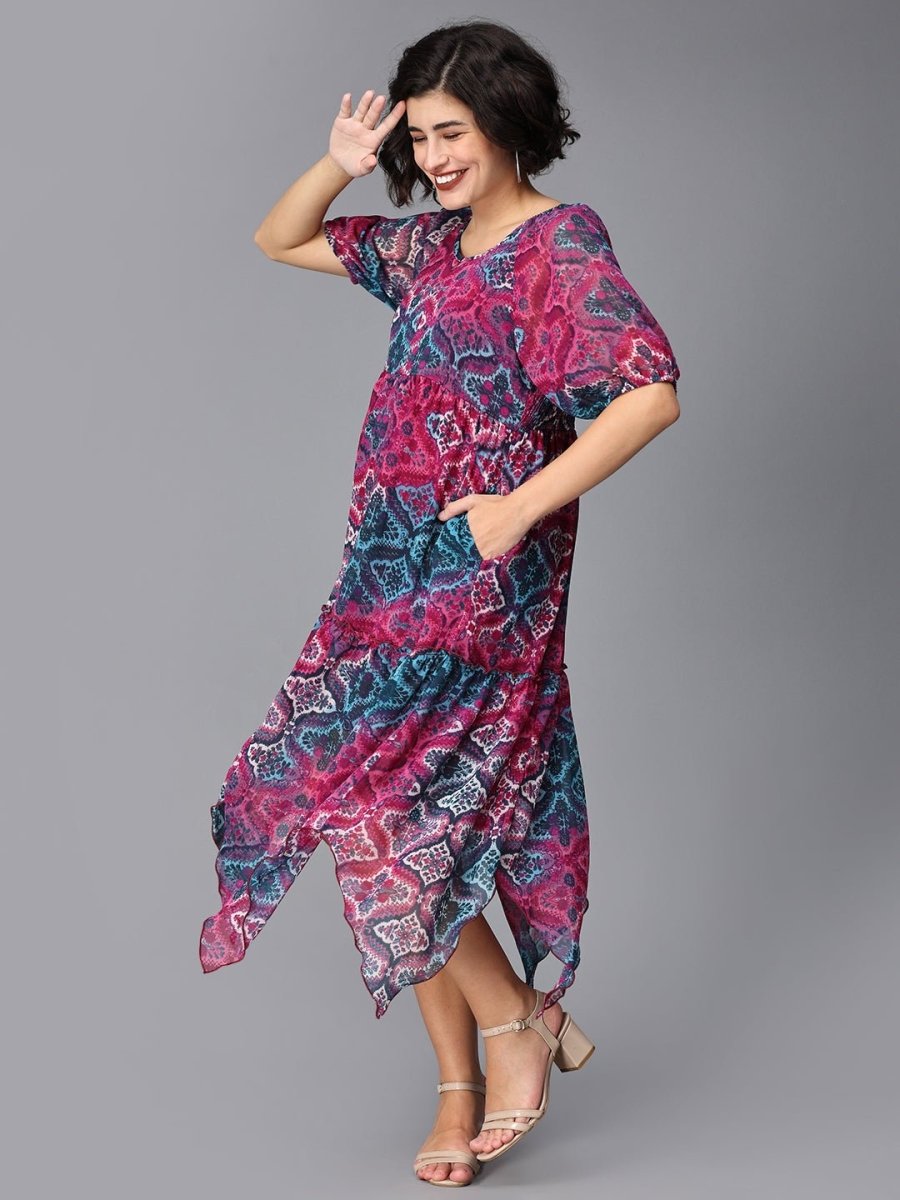 Gaia Maternity and Nursing Kerchief Dress - DRS-SD-MLTC-S