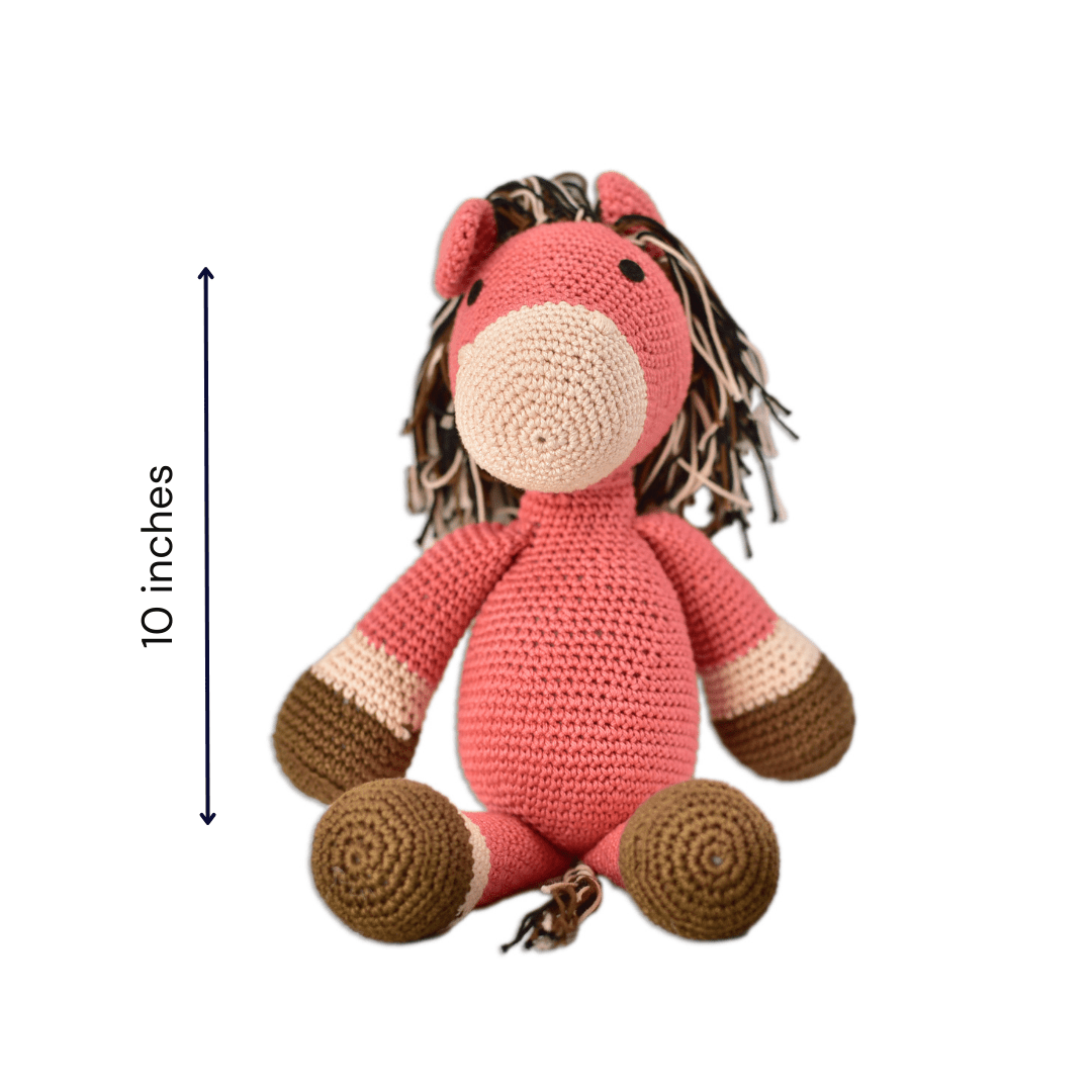 Happy Threads | Buttercup Horse| 26 cms | Stuffed Toy | Best for kids |Crochet Horse - BCH00110.