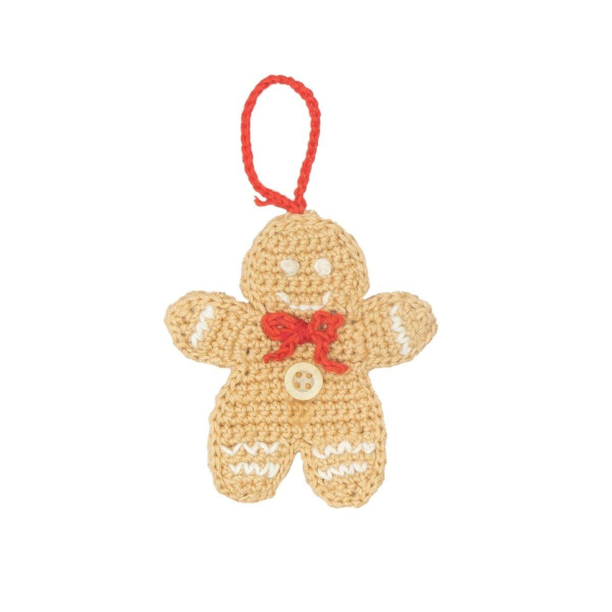 Happy Threads Handcrafted Crochet Christmas Tree Ornament - Gingerbreadman - CC2034