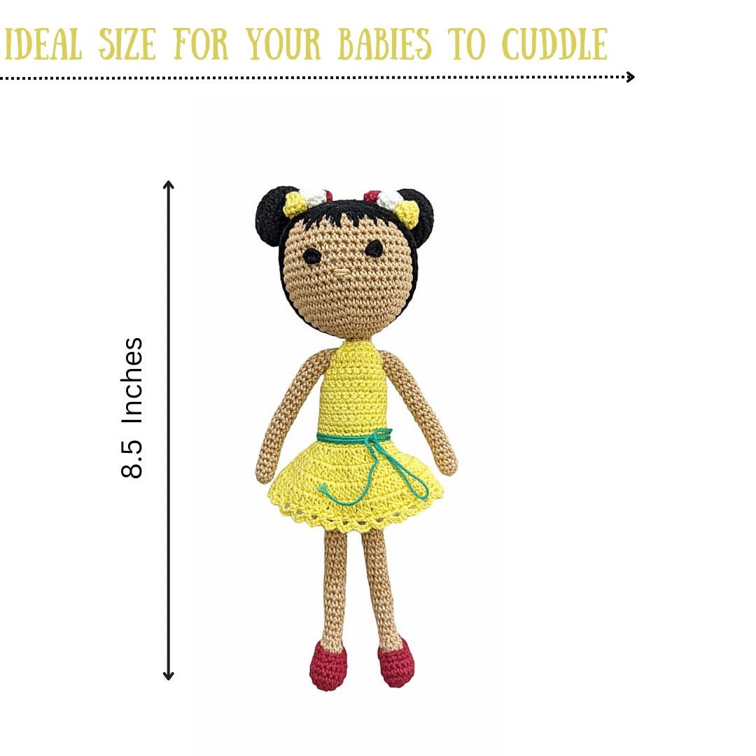 Happy Threads Hawain Doll Handmade Yellow Stuffed Dolls - ADY00101