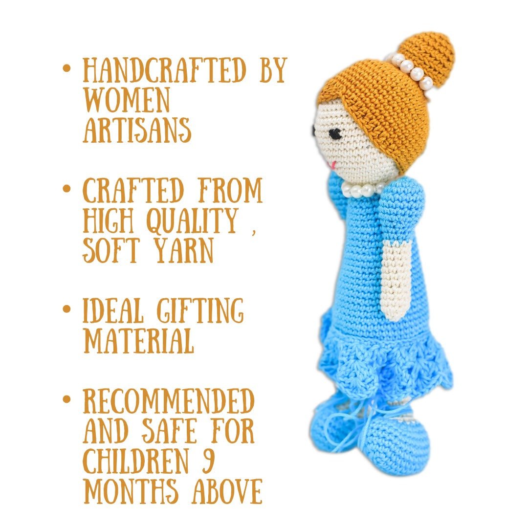 Happy Threads Necklace Doll Handcrafted Blue Stuffed Dolls - ST000030