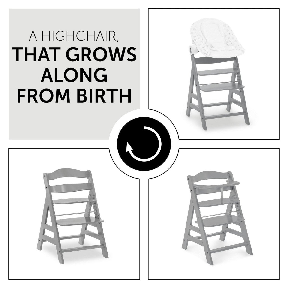 Hauck Alpha+ Wooden High Chair- Grey - 661178