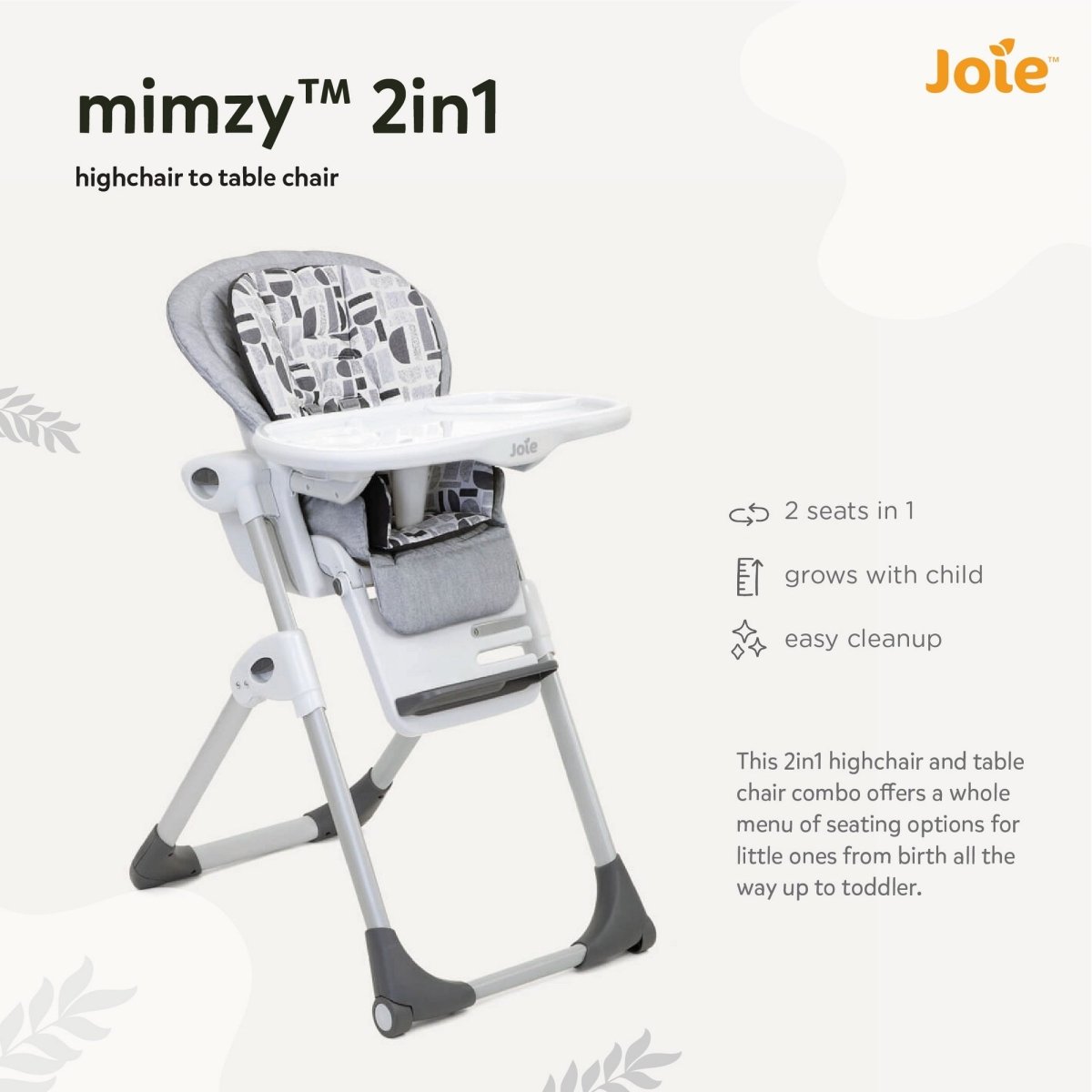 Joie High Chair Mimzy 2 In 1 Logan - H1013CALGN000
