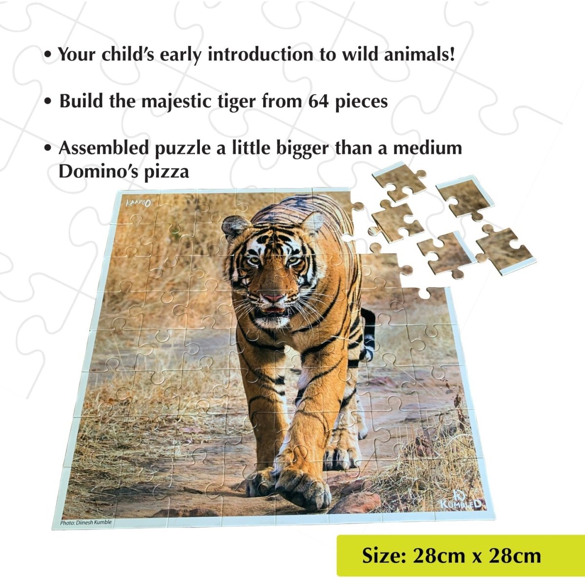 Kaadoo Jodo Tiger And Rhino Wild Animals 2-in-1 Jigsaw Puzzle Game - KD-T&R