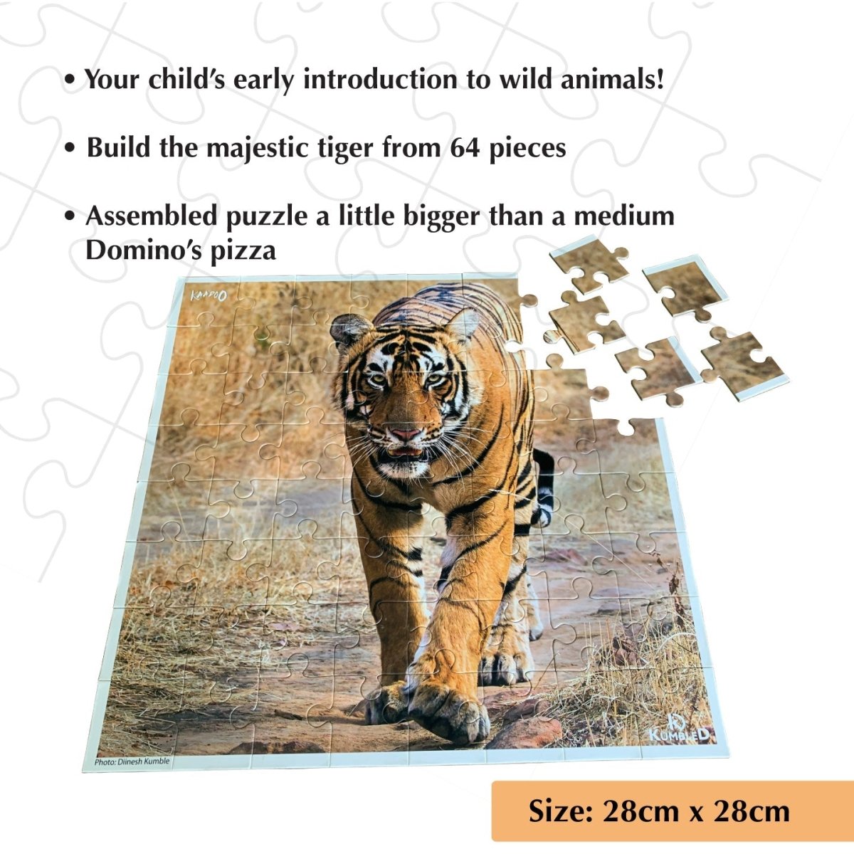 Kaadoo Jodo Tiger And Sloth Bear Wild Animals 2-in-1 Jigsaw Puzzle Game - KD-T&SB