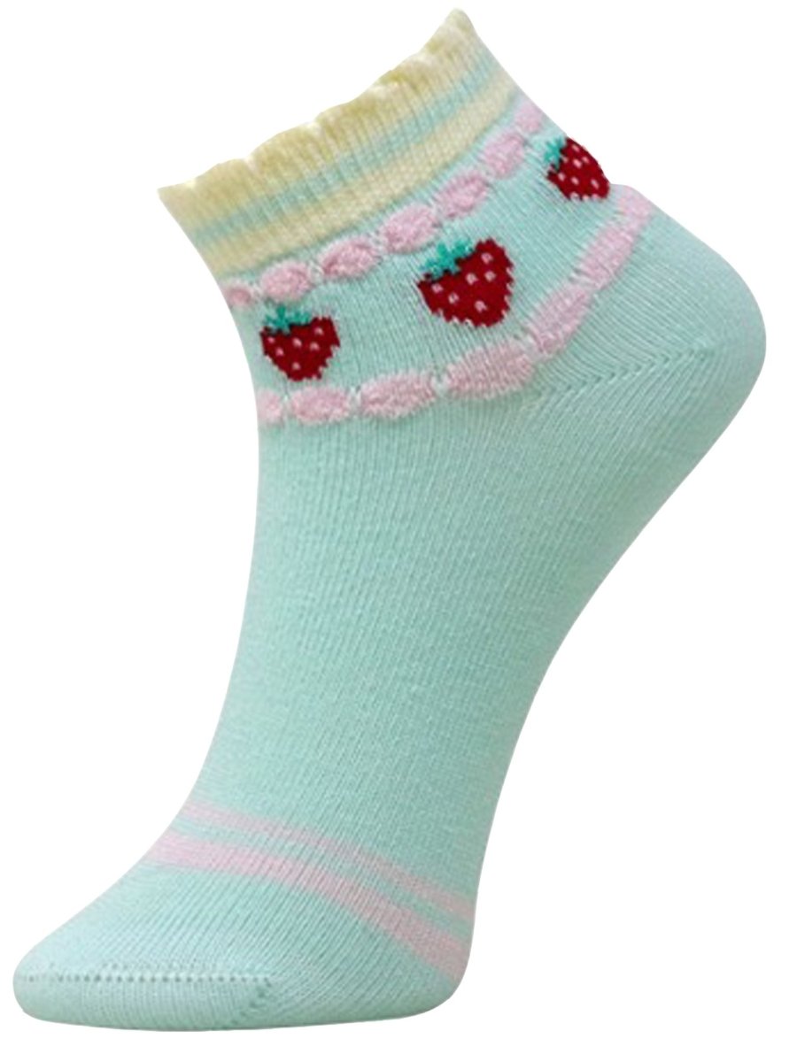 Kids Ankle Length Socks:Sweet Berry:Mint - SOC-AF-SBRM-6-12