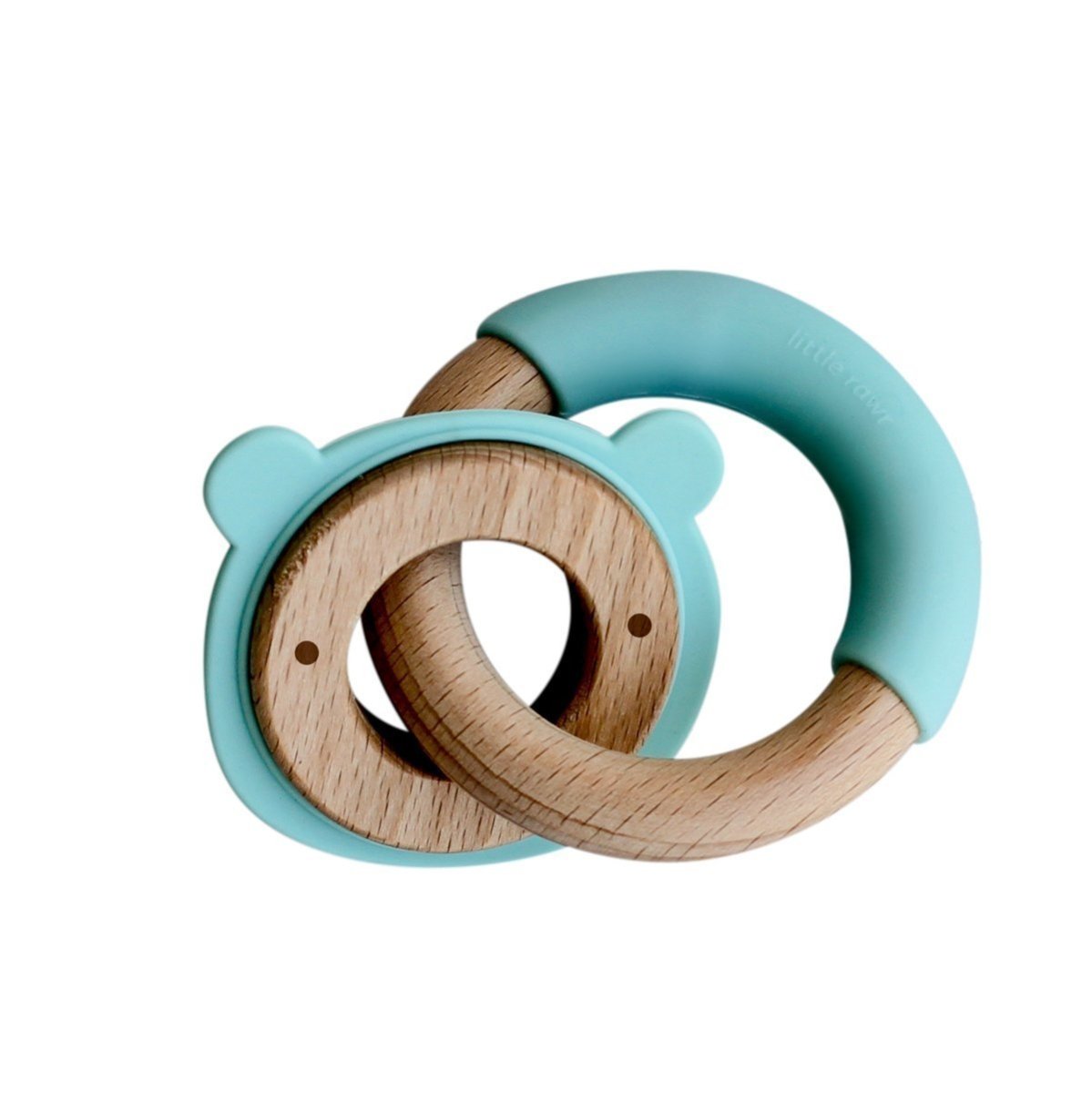 Little Rawr Wood + Silicone Disc & Ring Teether- Bear Blue - DBRIC