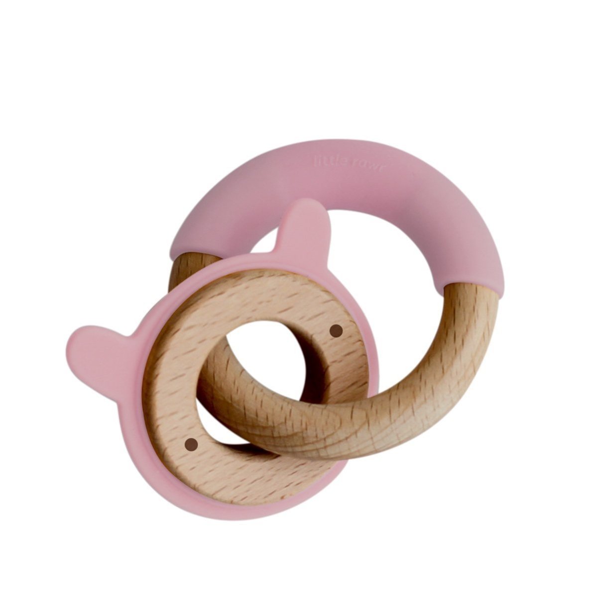 Little Rawr Wood + Silicone Disc & Ring Teether-Rabbit(Pink) - DBRFF