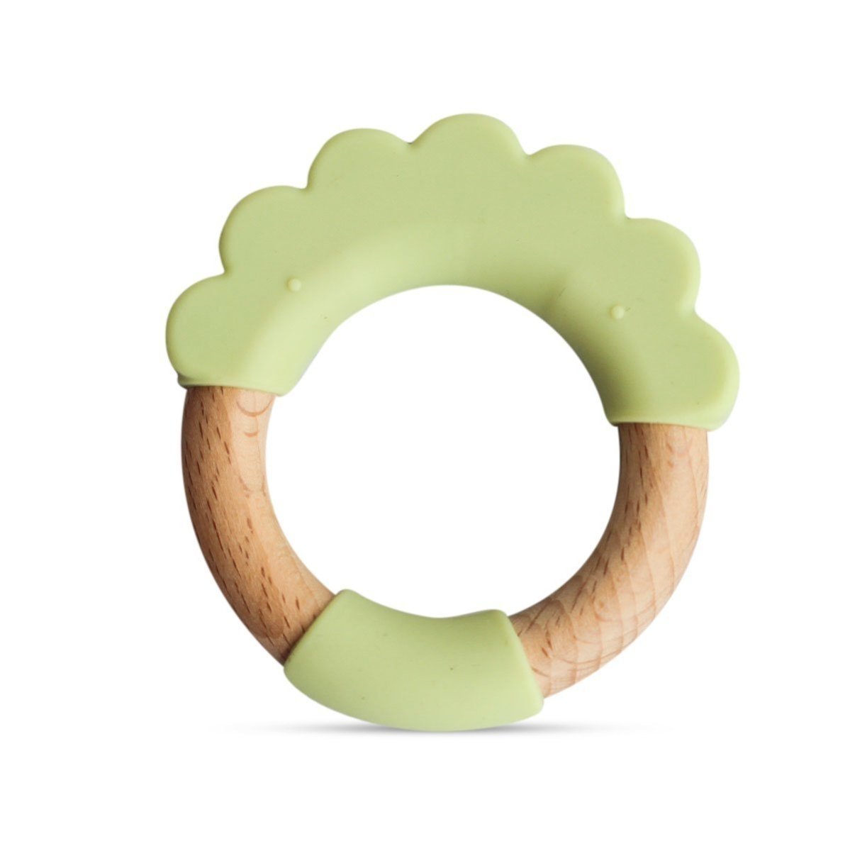 Little Rawr Wood + Silicone Teether Ring- Lion(Green) - WRLPI
