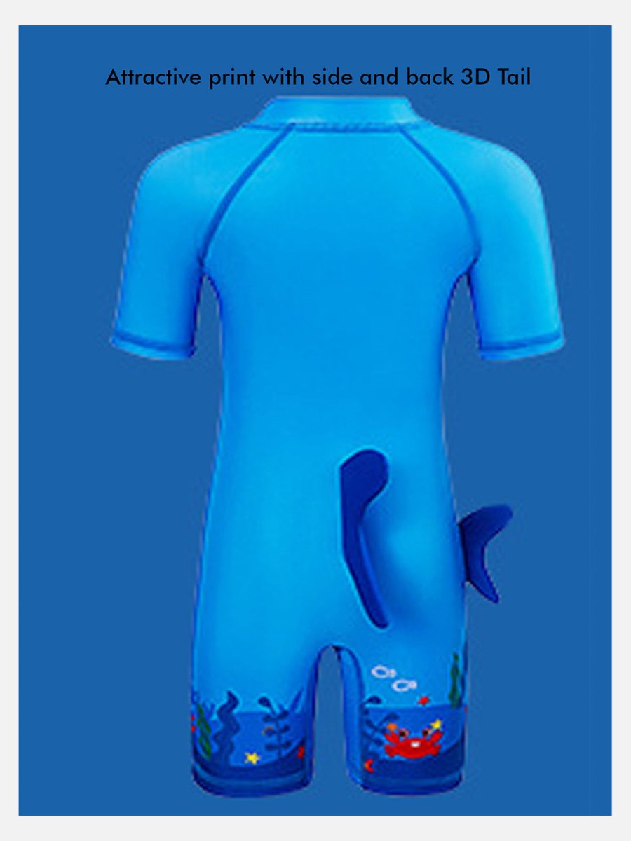Little Surprise Box 3d Tail Blue Shark Swimwear for Toddlers & Kids with UPF 50+ - LSB-SW-KK3DTAILSHARK110