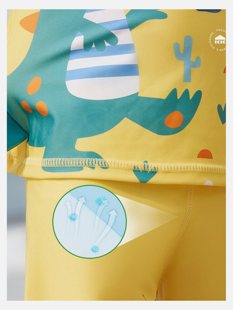 Little Surprise Box 3d Tail Yellow Volcano Dino Print Swimwear for Kids & Toddlers with UPF 50+ - LSB-SW-KK3DVOLDINO120