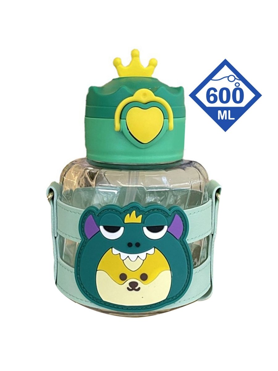 Little Surprise Box With crown lid water bottle for Toddlers and Kids-600ML - LSB-WB-Crowngreen