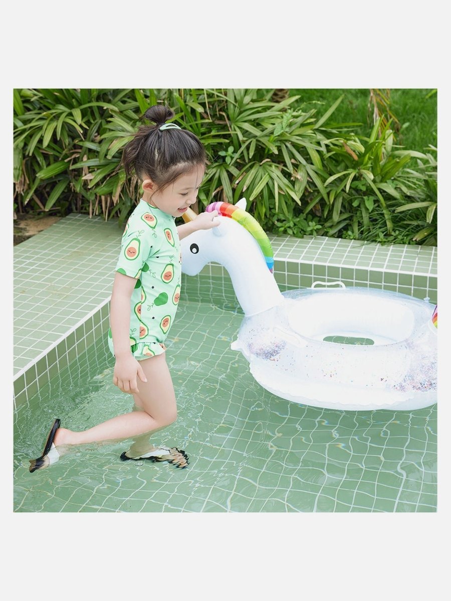 Little Surprise Box,Frilly Avacado Print Swimwear+Swim Cap for Toddlers & Kids - LSB-SW-AVACADO100