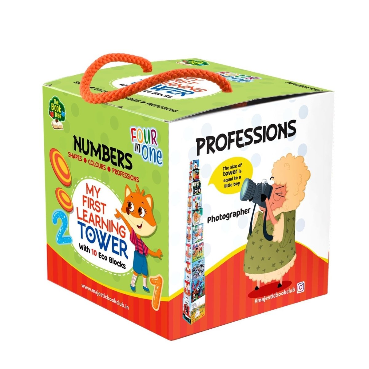 Majestic Book Club MY FIRST LEARNING TOWER- NUMBERS, SHAPES, COLOURS AND PROFESSIONS - Cube Box