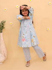 Megh Malhaar Girls Floral Print Anarkali Kurta Set