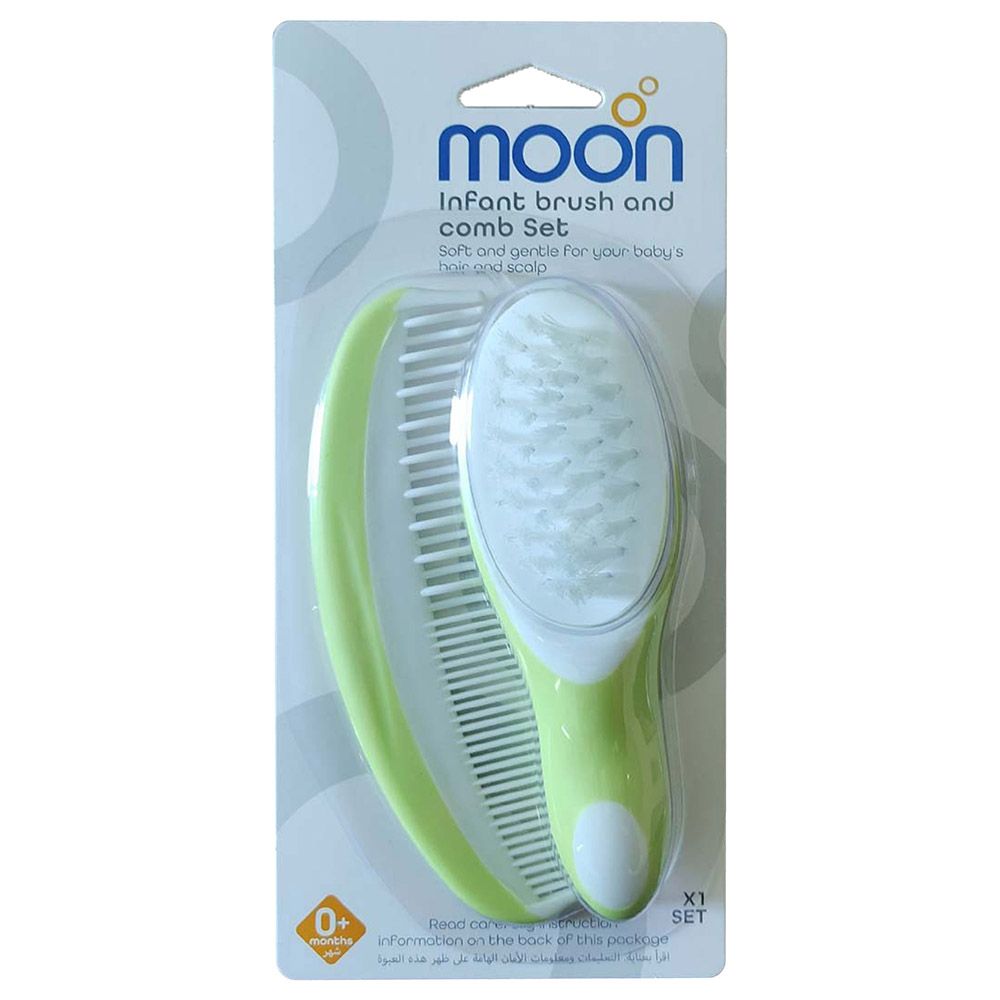 Moon Infant Brush & Comb Set Grooming Green - MNBSHGR04