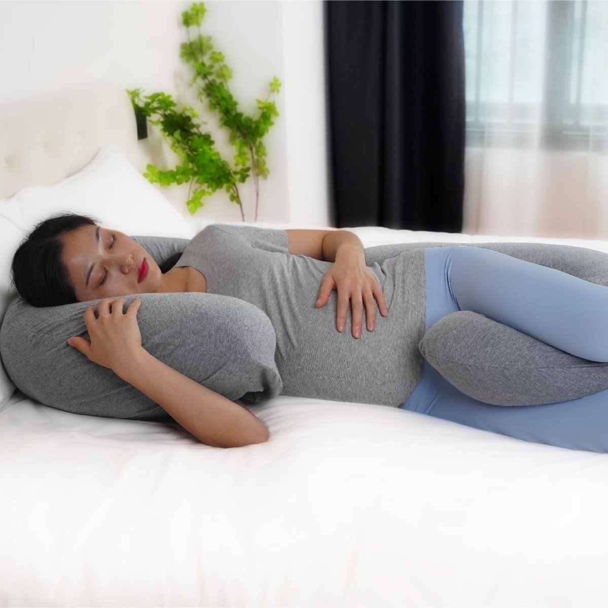 Moon Organic C Shaped Maternity Pillow Maternity Accessories Lite Grey Adult - MNSMPMT12