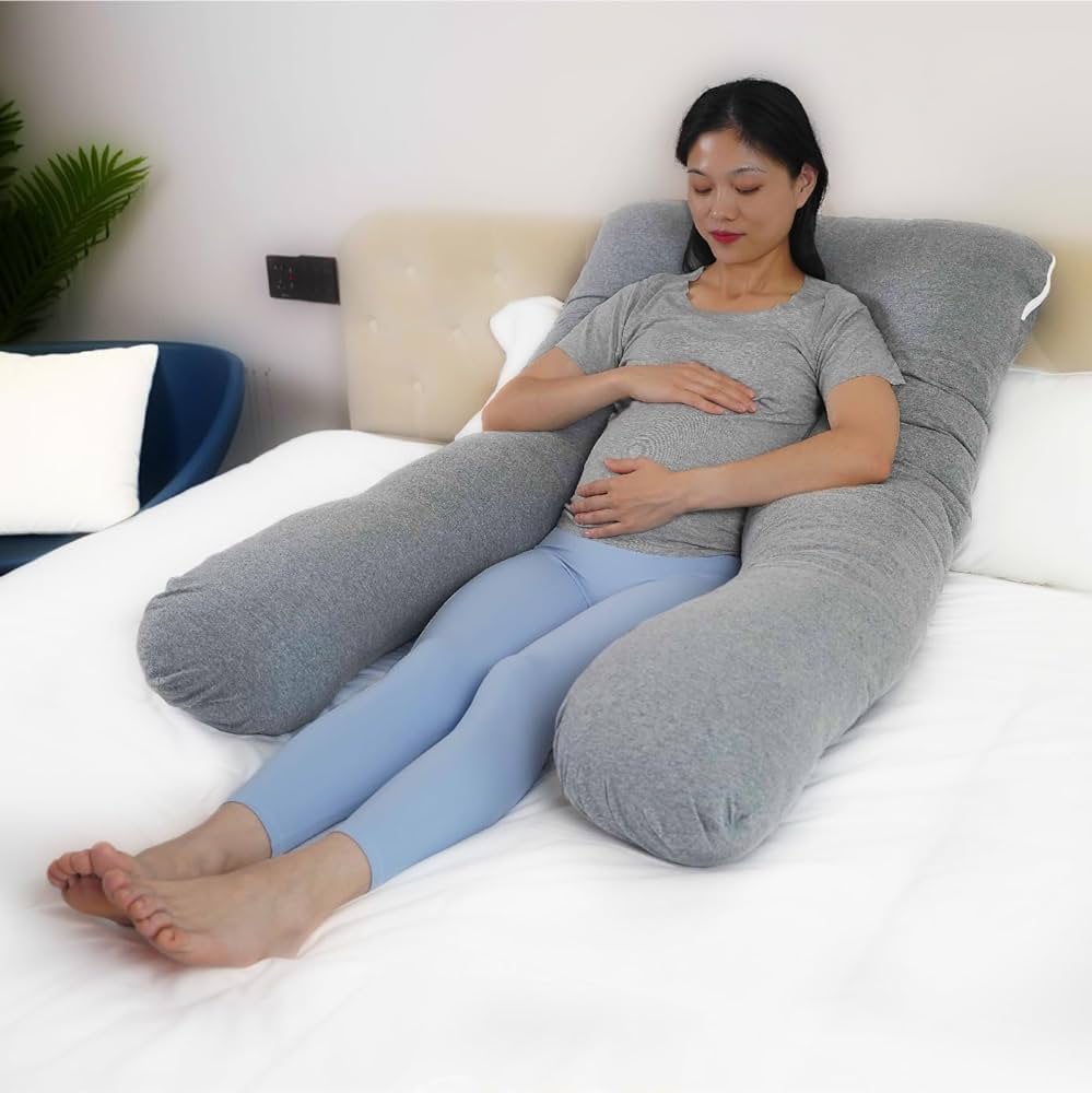 Moon Organic U Shaped Maternity pillow Maternity Accessories Lite Grey Adult - MNSMPMT14