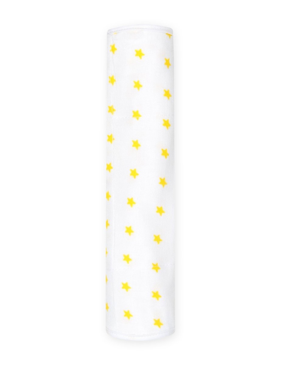 Muslin Burp Cloth Combo Of 3- Option 9: Tall As A Giraffe-Yellow Star- Moon And Stars - MSBC3-TYSMS